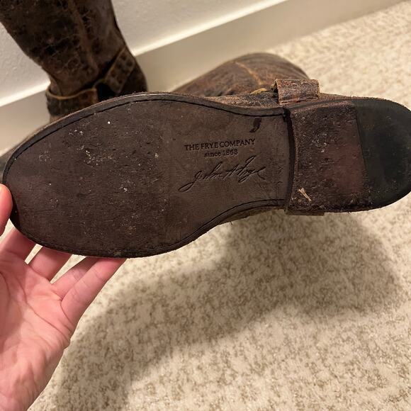 Frye 'Phillip' Cracked Distressed Leather Studded Riding Boot - 8 - Picture 5 of 9